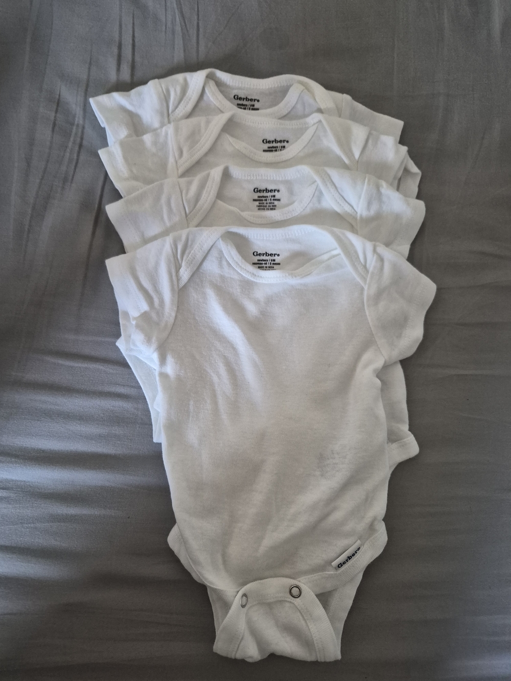Gerber White Short-Sleeve Baby Onesies - Pack of 4 Classic Cotton